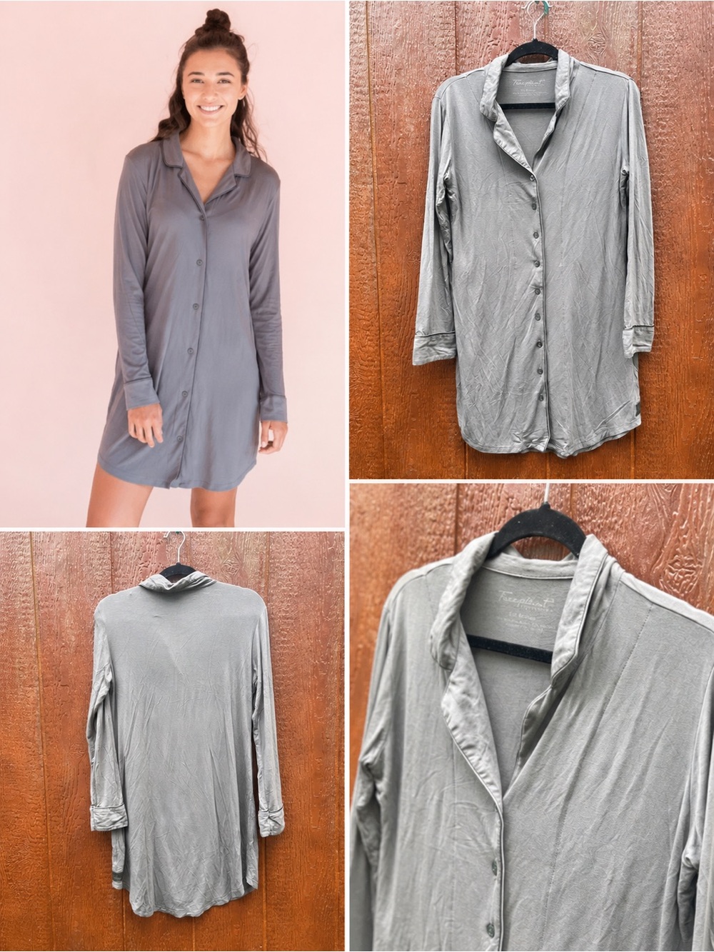 Faceplant Dreamwear Bamboo Boyfriend Nightshirt Heather Gray Medium Ultra Soft